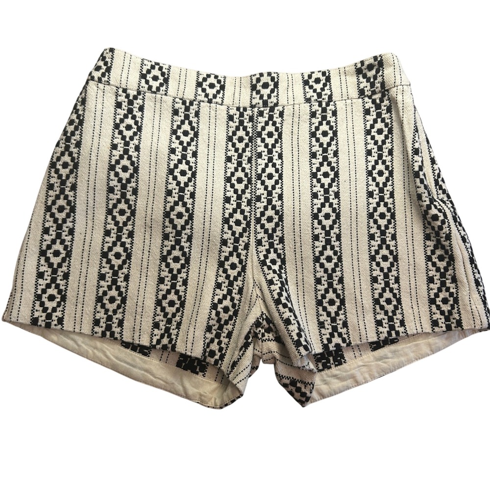 Hollister Tapestry Micro‎ Shorts High Waisted Jacquard Black White 2